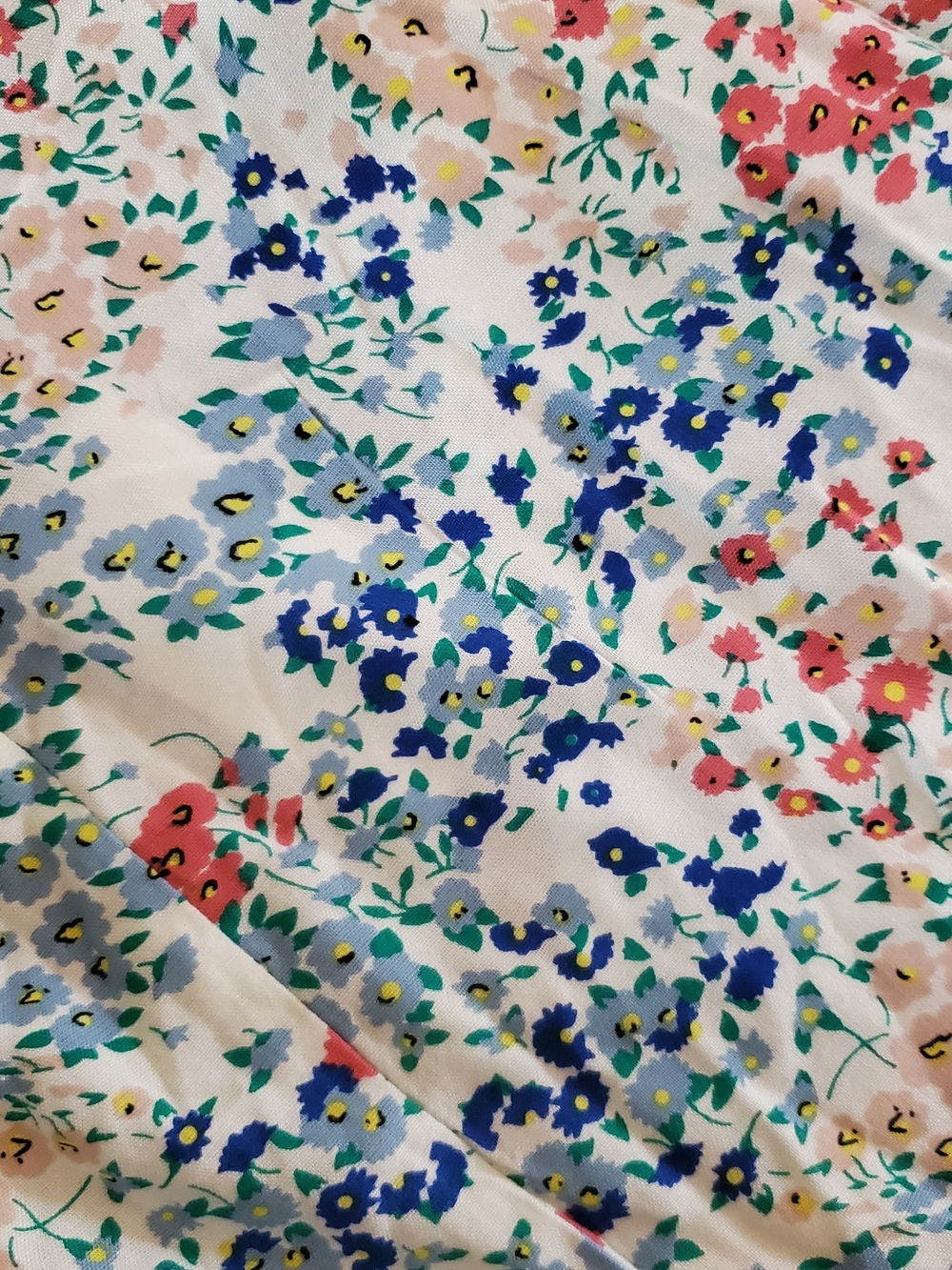 Sim & Sam Floral Tie V-neck Blouse - White with Blue & Pink Flowers Size Large - Picture 6 of 8